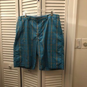 Callaway men shorts in teal/blue plaid motives, 40